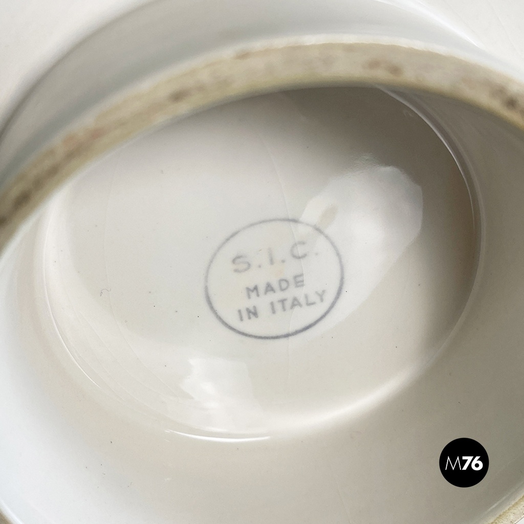 Posacenere in ceramica bianca, 1980 ca.