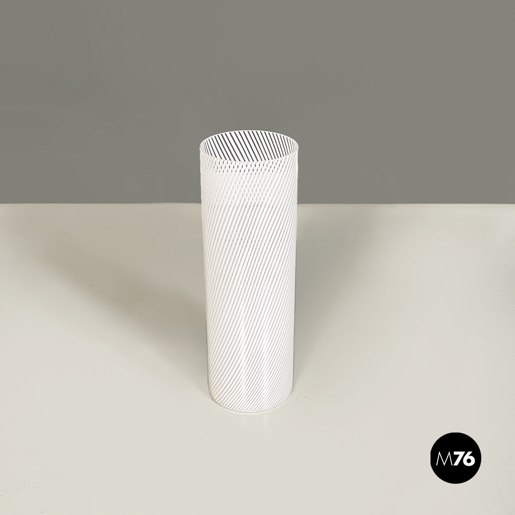 Vaso cilindrico di Murano bianco e trasparente, 1960 ca.
