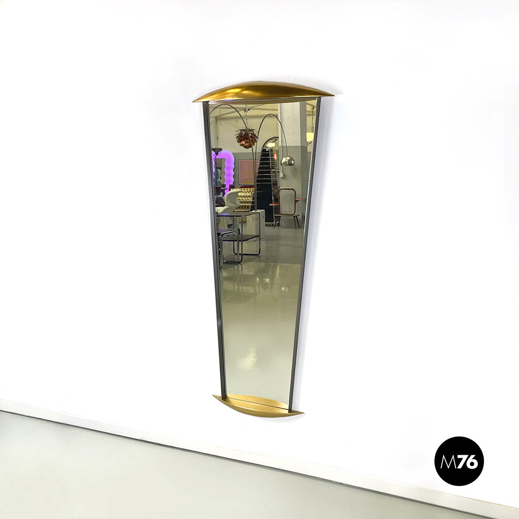 Specchio da parete in legno e metallo, 1980 ca.