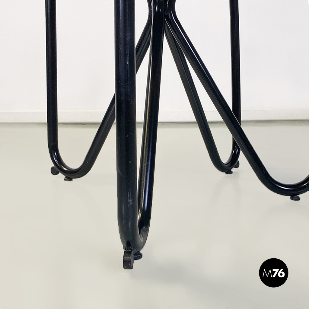 Sedie con braccioli in tessuto giallo e metallo nero, 1980 ca.