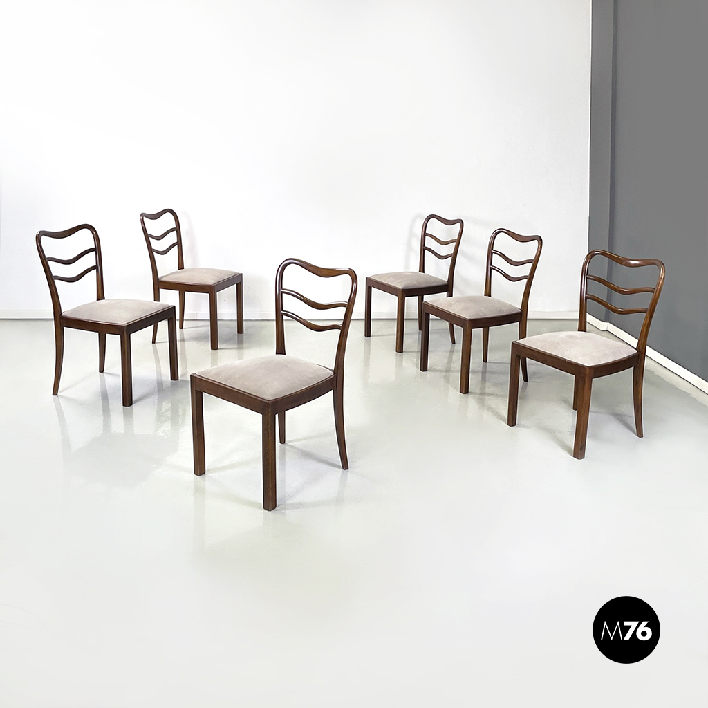 Sedie Art Deco in legno e velluto, 1930 ca.