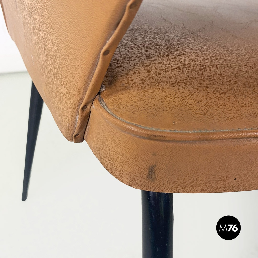 Poltrona in sky marrone e metallo, 1960 ca.