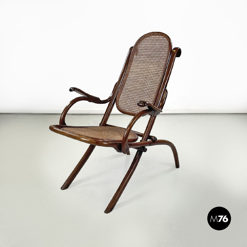 Poltrona Thonet in legno e paglia di Vienna, fine 1800
