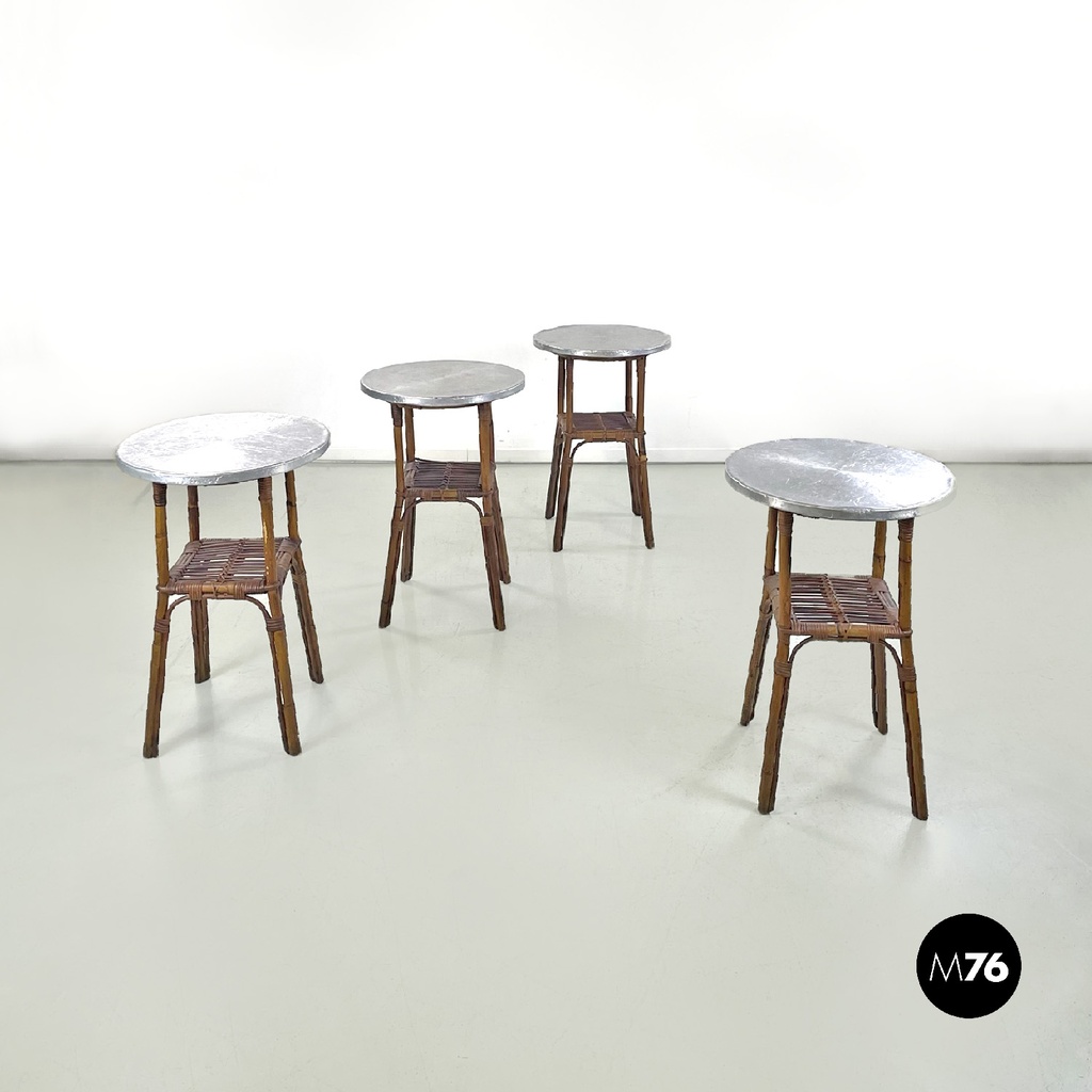 Tavoli da caffè in bamboo e alluminio, 1960 ca.