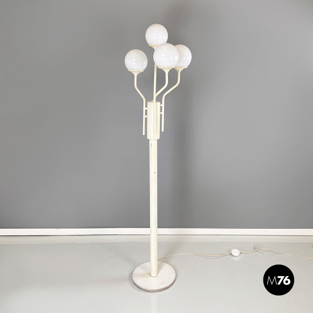 Lampada da terra in metallo bianco, 1980 ca.