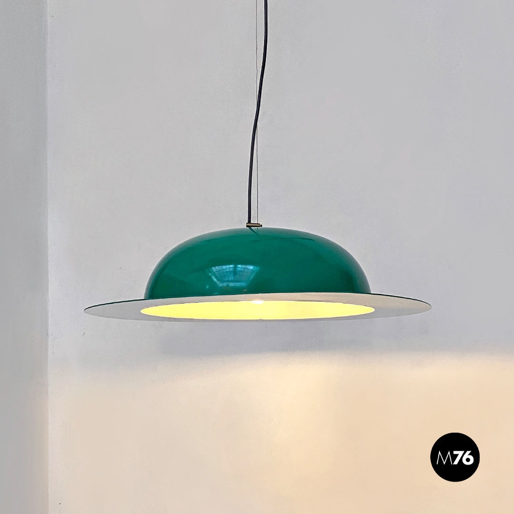 Lampadario in metallo verde, 1970 ca.