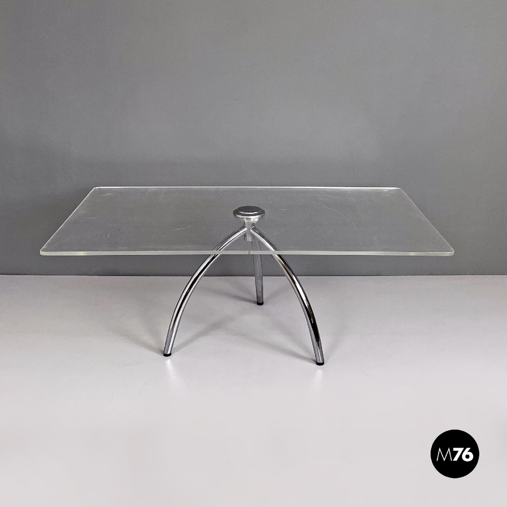 Tavolo da caffè in plexiglass trasparente, 1980 ca.
