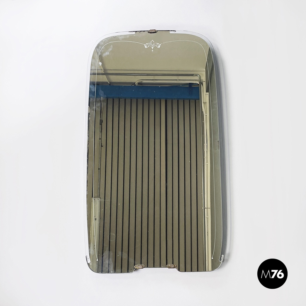 Specchio da parete in ottone e vetro, 1940 ca.