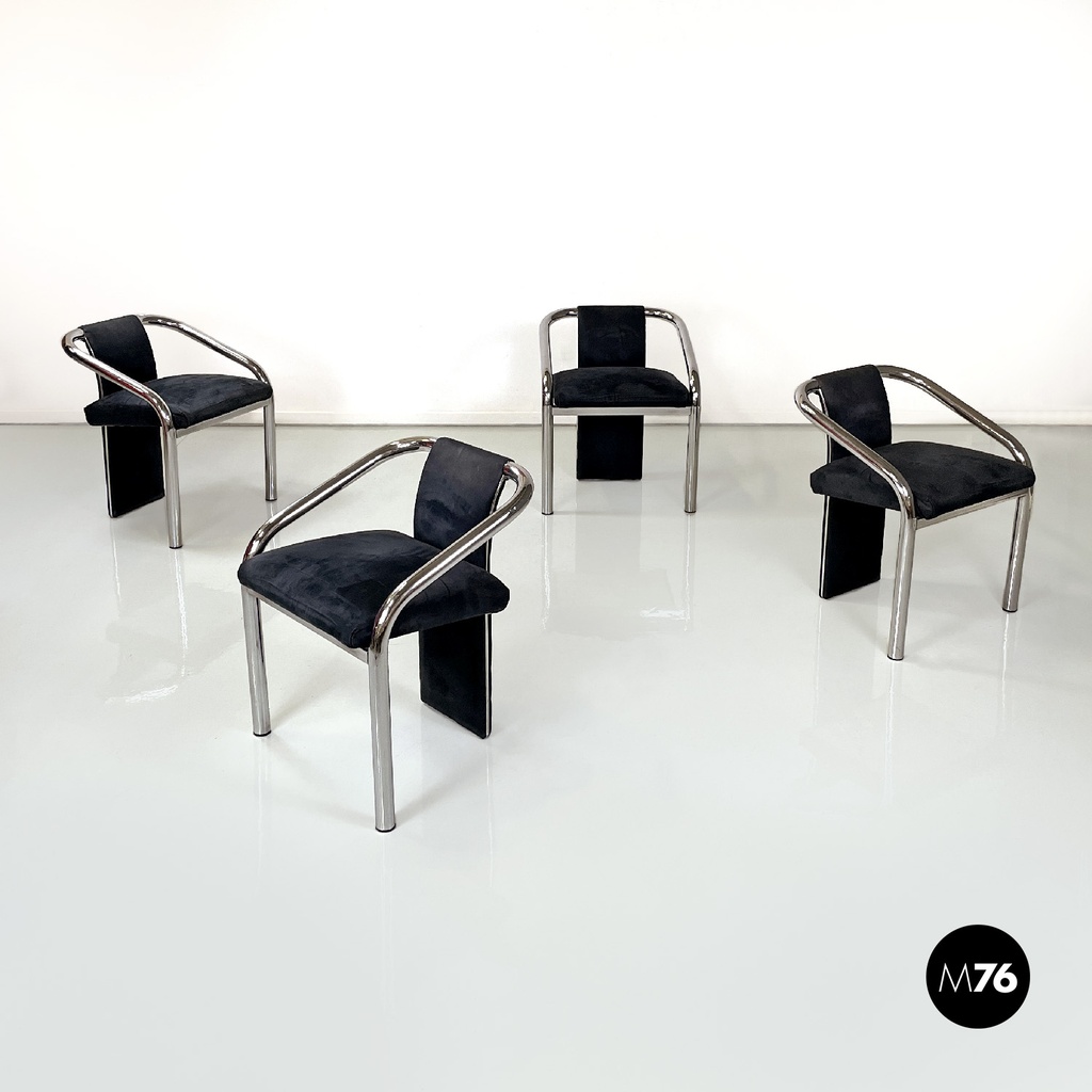 Sedie in velluto blu, 1980 ca.