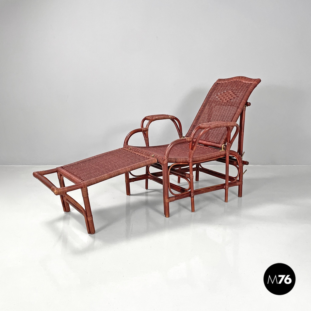 Poltrona 981 di Bonacina in rattan rosso, 1980 ca.