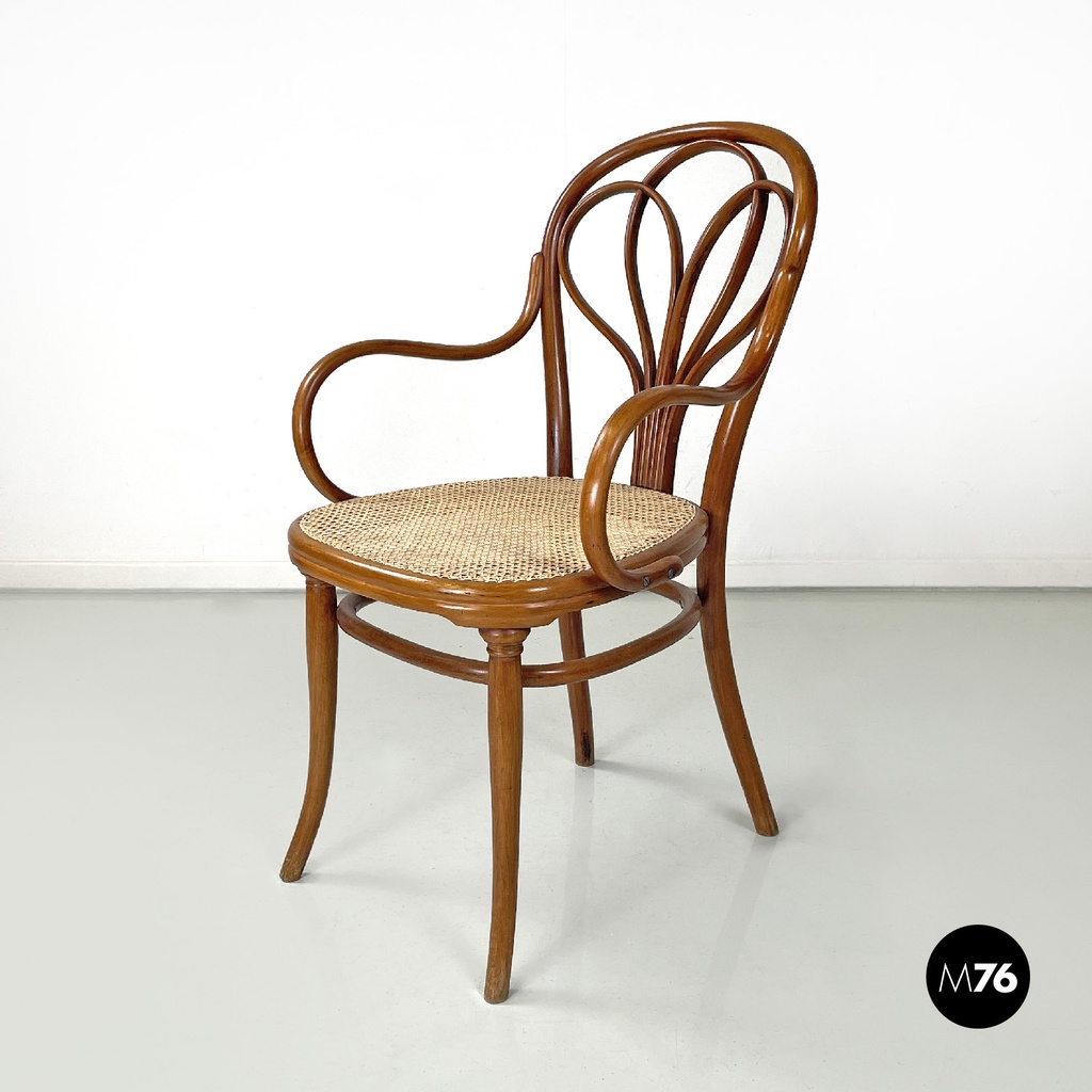 Sedia di Thonet in legno e paglia di Vienna, primi del 1900 ca.