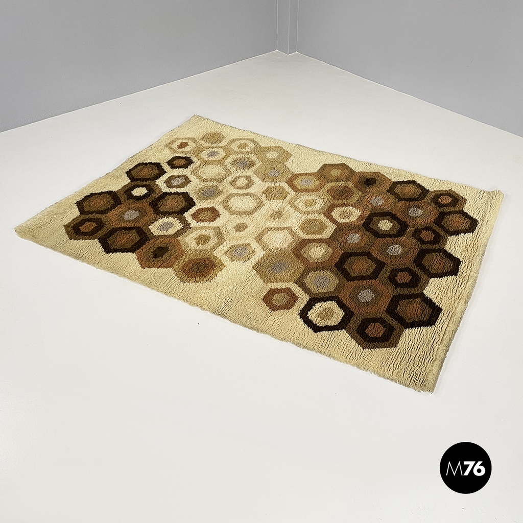 Tappeto geometrico in lana, 1970 ca.