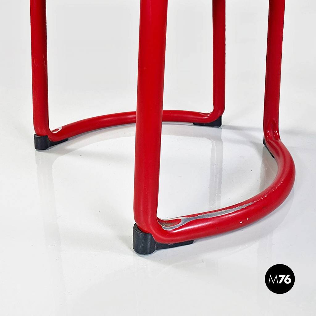 Sedia di Tito Agnoli in tubolare rosso, 1960 ca.