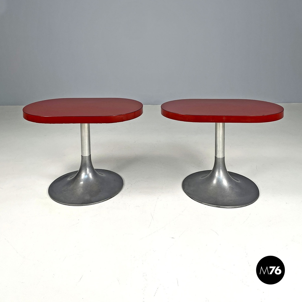Tavoli da caffè in formica rossi, 1980s