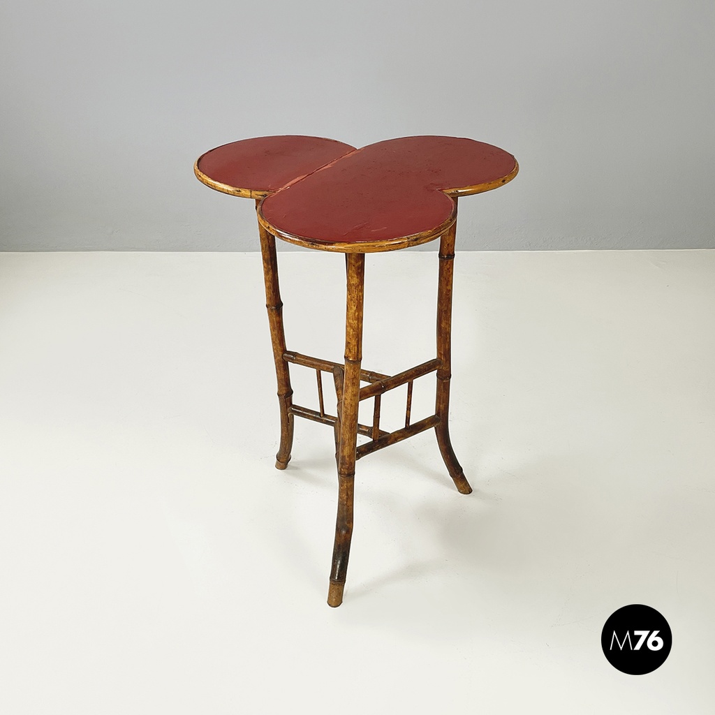 Tavolo da caffè in legno rosso e bamboo, 1900-1950 ca.
