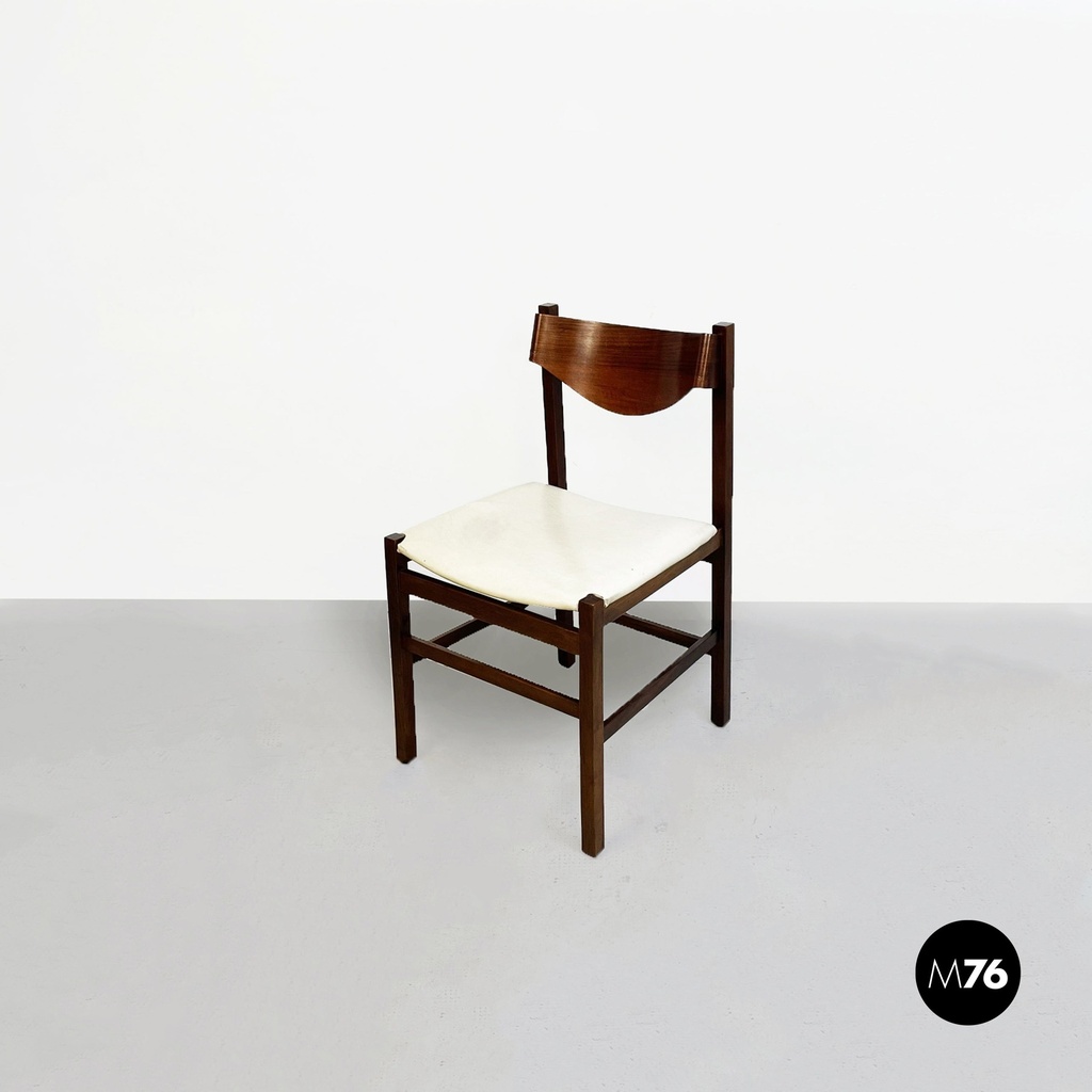 Sedia in legno e pelle bianca, 1960 ca.