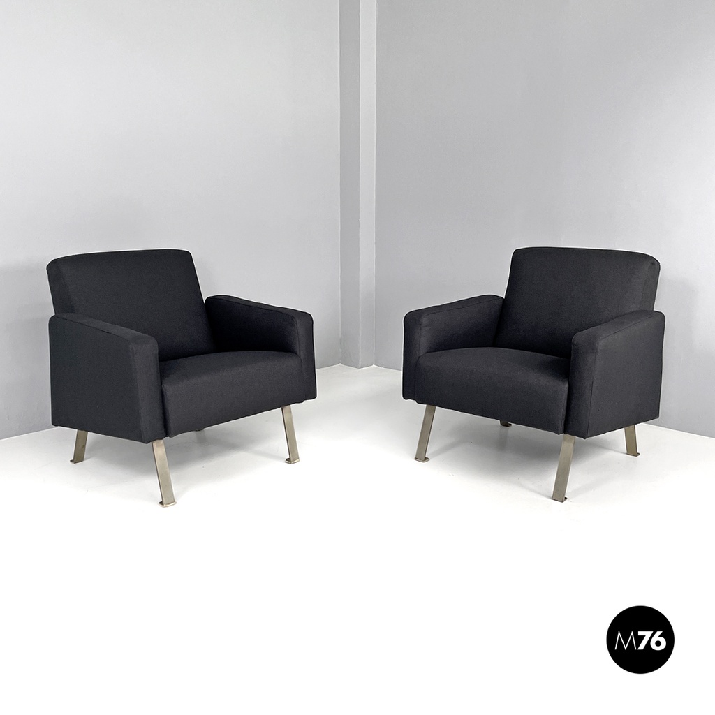 Poltrone in tessuto nero, 1970 ca.