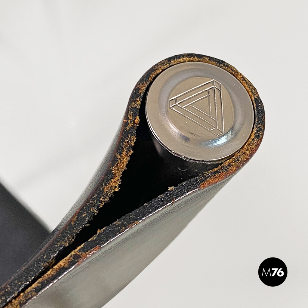 Sedie di Zanotta in pelle nera, 1970 ca.