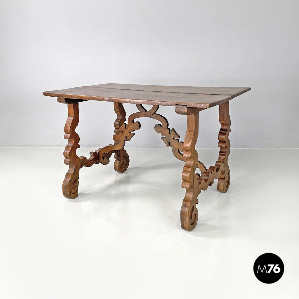 Tavolo fratino in legno con gambe decorate, 1700 ca.