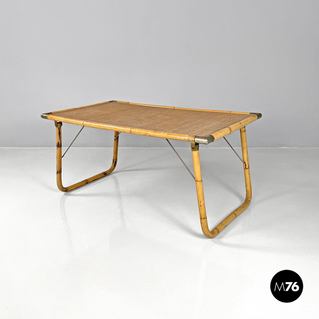 Tavolo pieghevole in rattan di Dal Vera, 1970 ca.