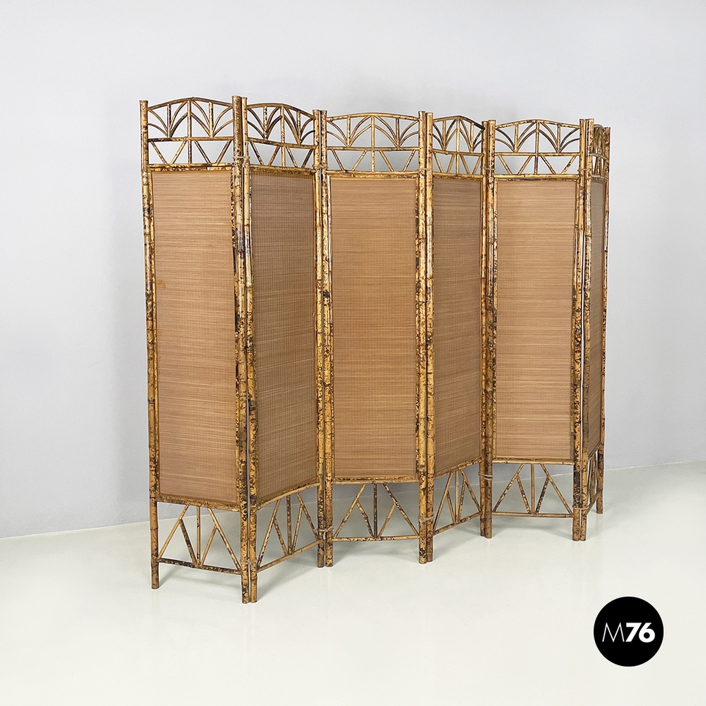 Paravento in bambù e rattan, 1950 ca.