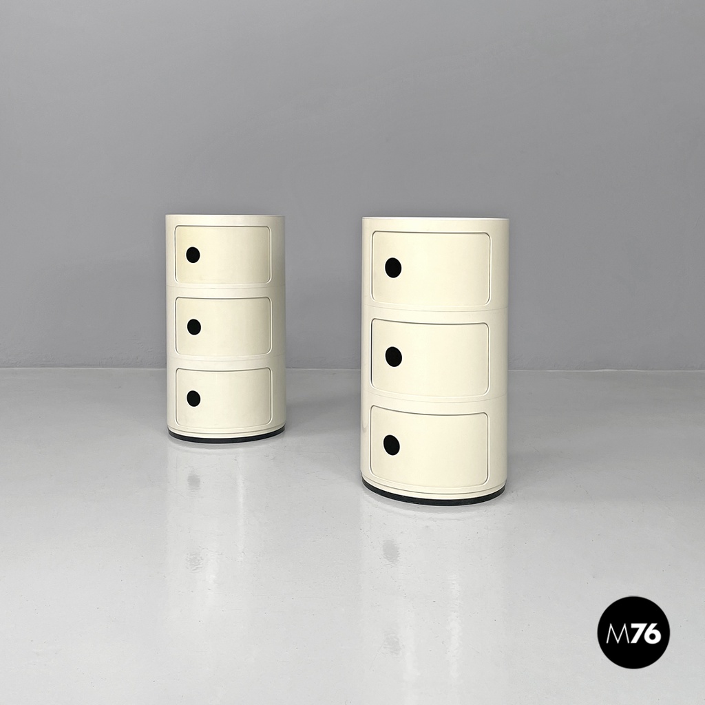 Comodini Componibili bianchi di Anna Castelli Ferrieri per Kartell, 1970 ca.