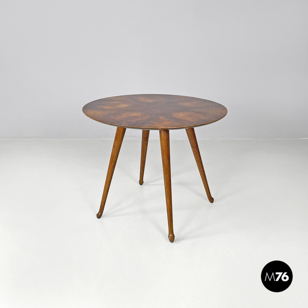 Tavolo da caffè tondo in legno, 1950 ca.