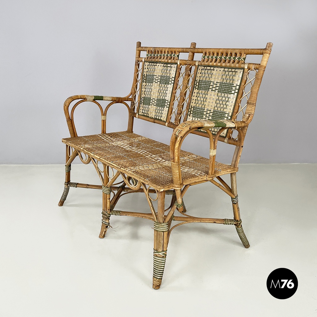 Panca da esterno in rattan, 1900 ca.
