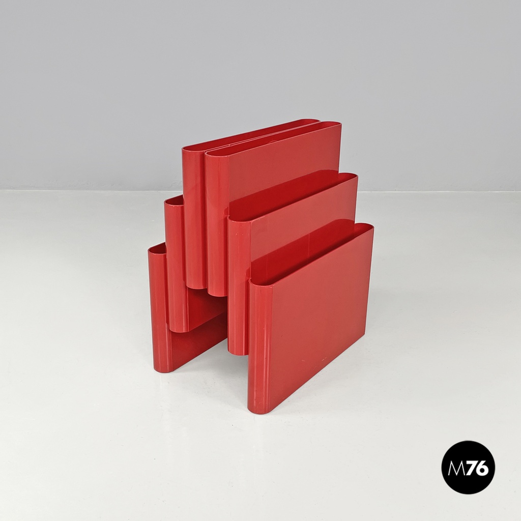 Portariviste 4675 di Giotto Stoppino per Kartell in plastica rosso, 1970 ca.