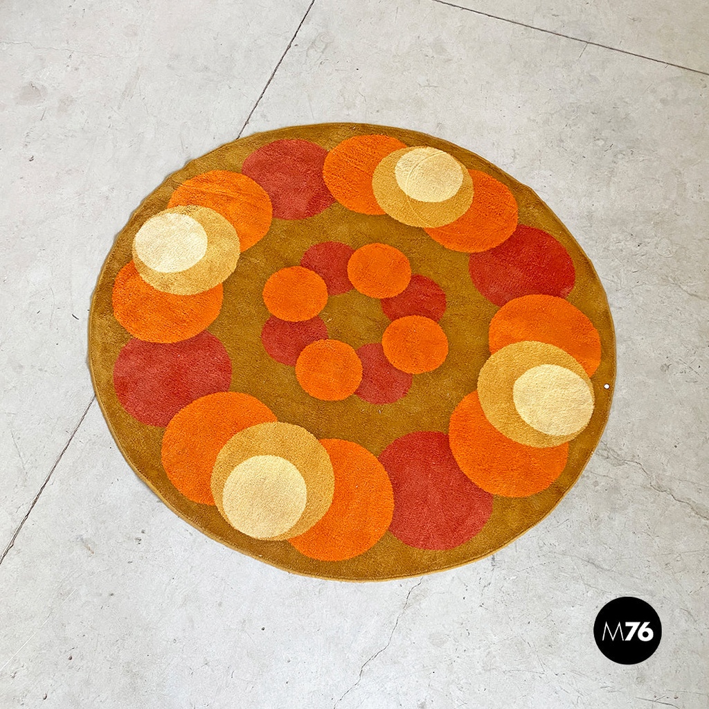 Tappeto tondo a pelo corto, 1970 ca.
