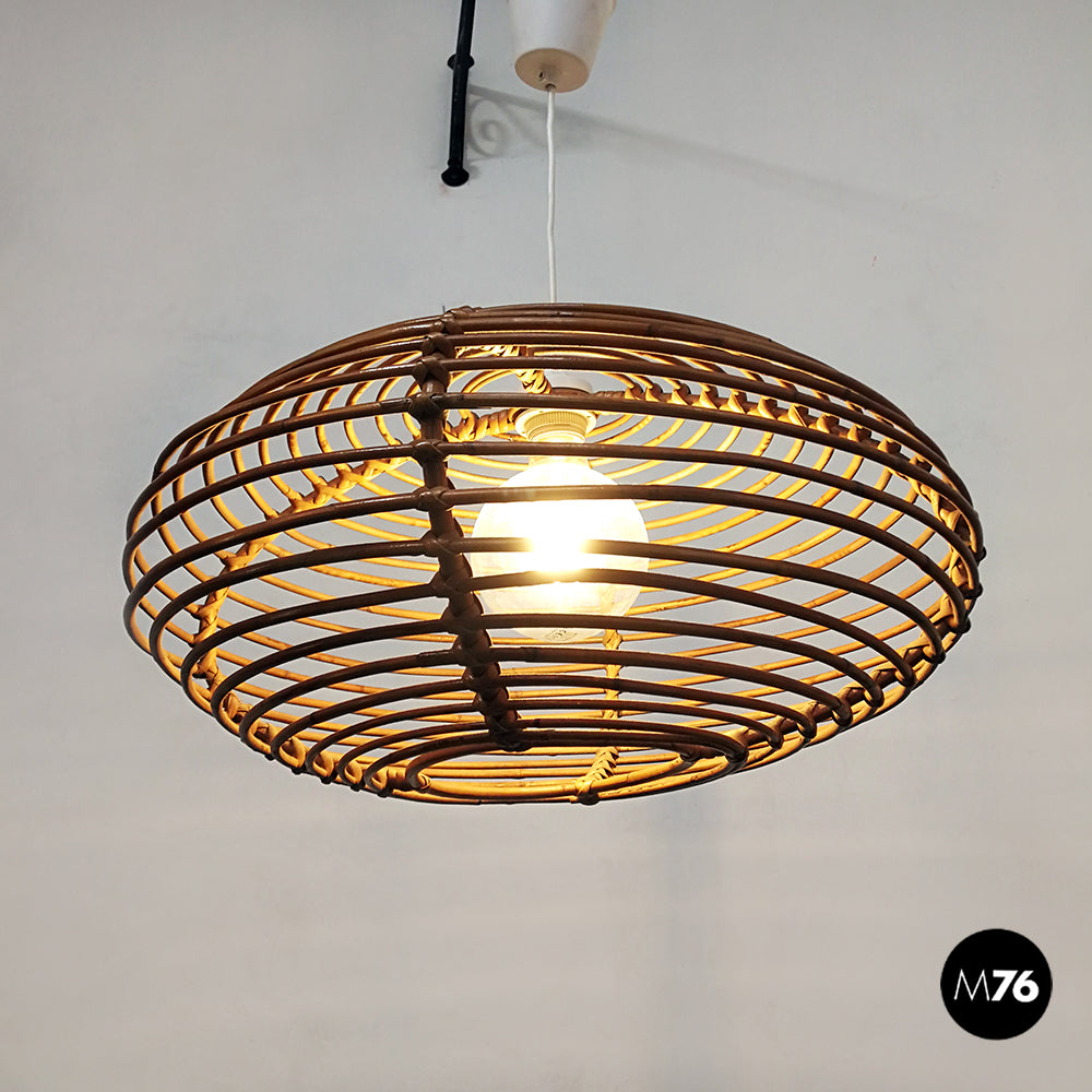 Lampadario in rattan, 1960 ca.