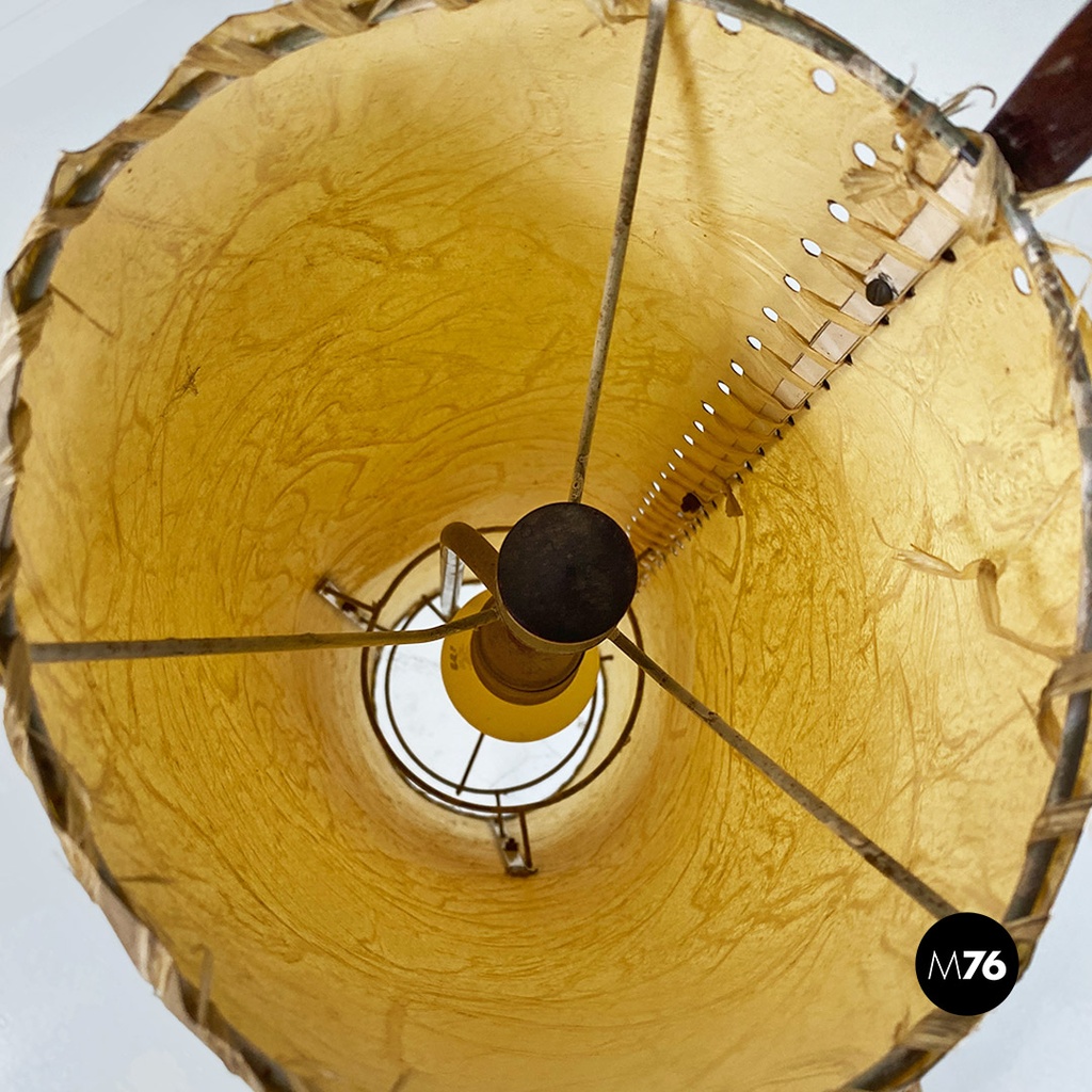 Lampada da terra in pergamena e legno, 1960 ca.