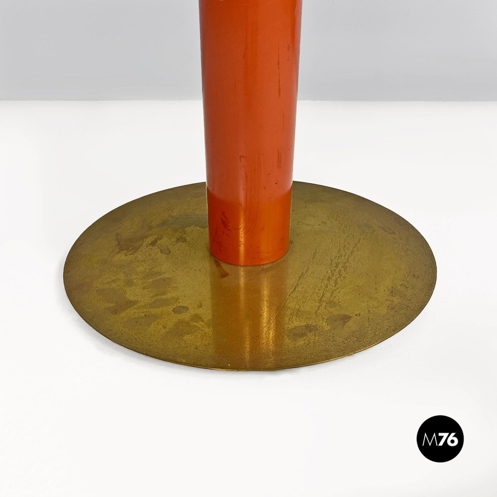 Tavolo da caffè tondo in metallo e legno, 1980 ca.