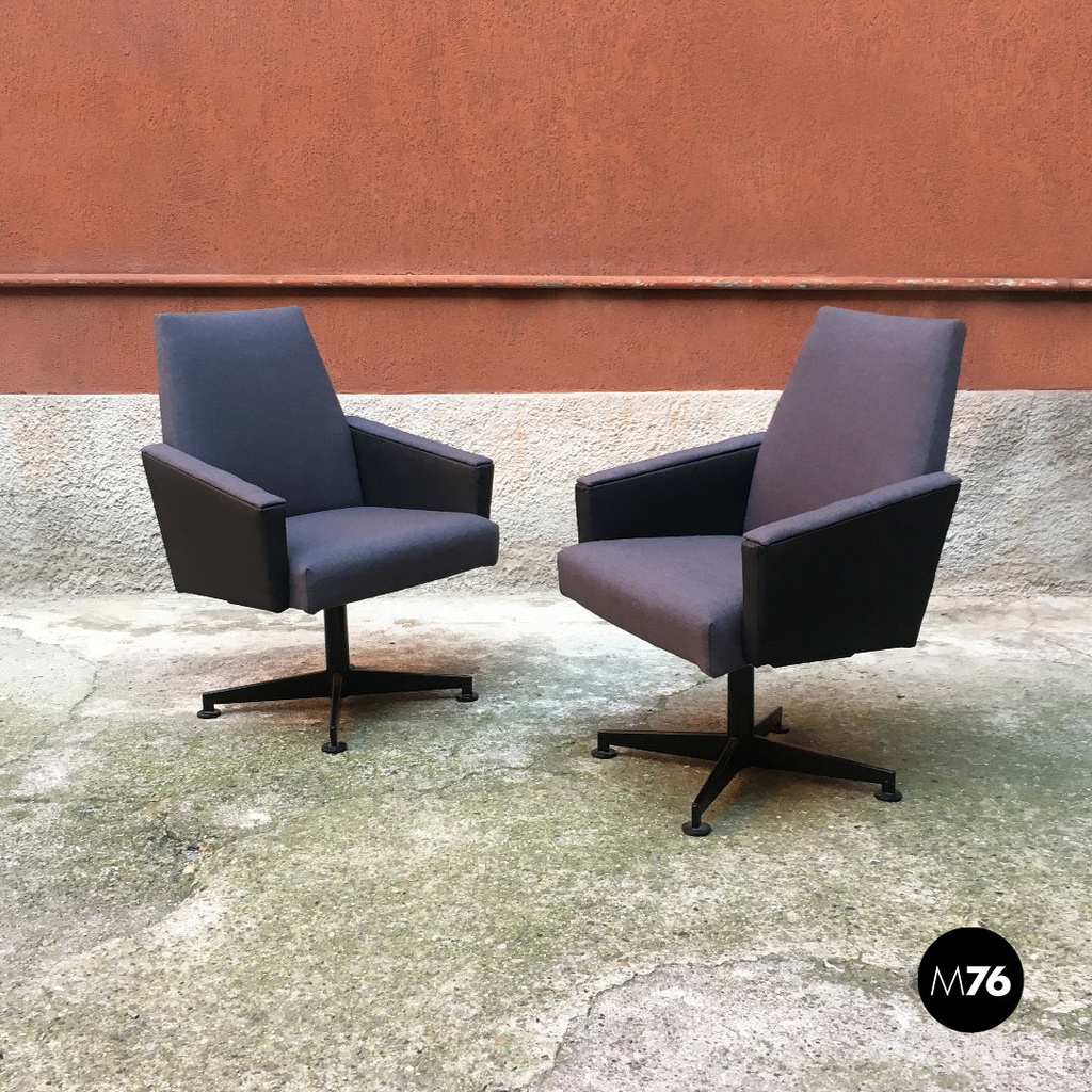 Poltrone da scrivania in tessuto grigio, 1960 ca.