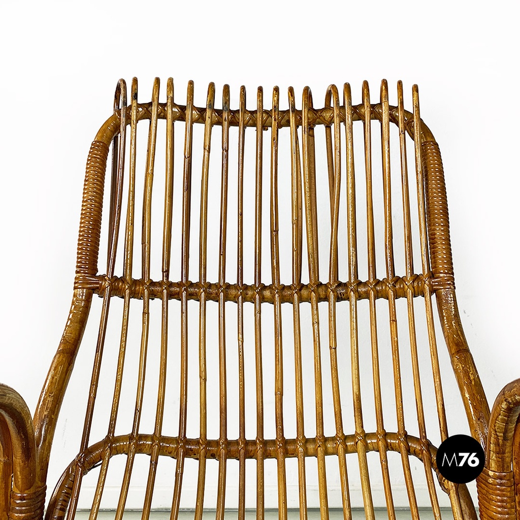 Poltrone in rattan con braccioli, 1960 ca.