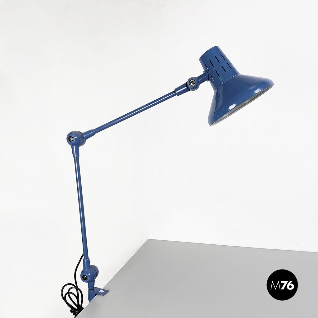 Lampada da tavolo regolabile in metallo blu, 1970 ca.