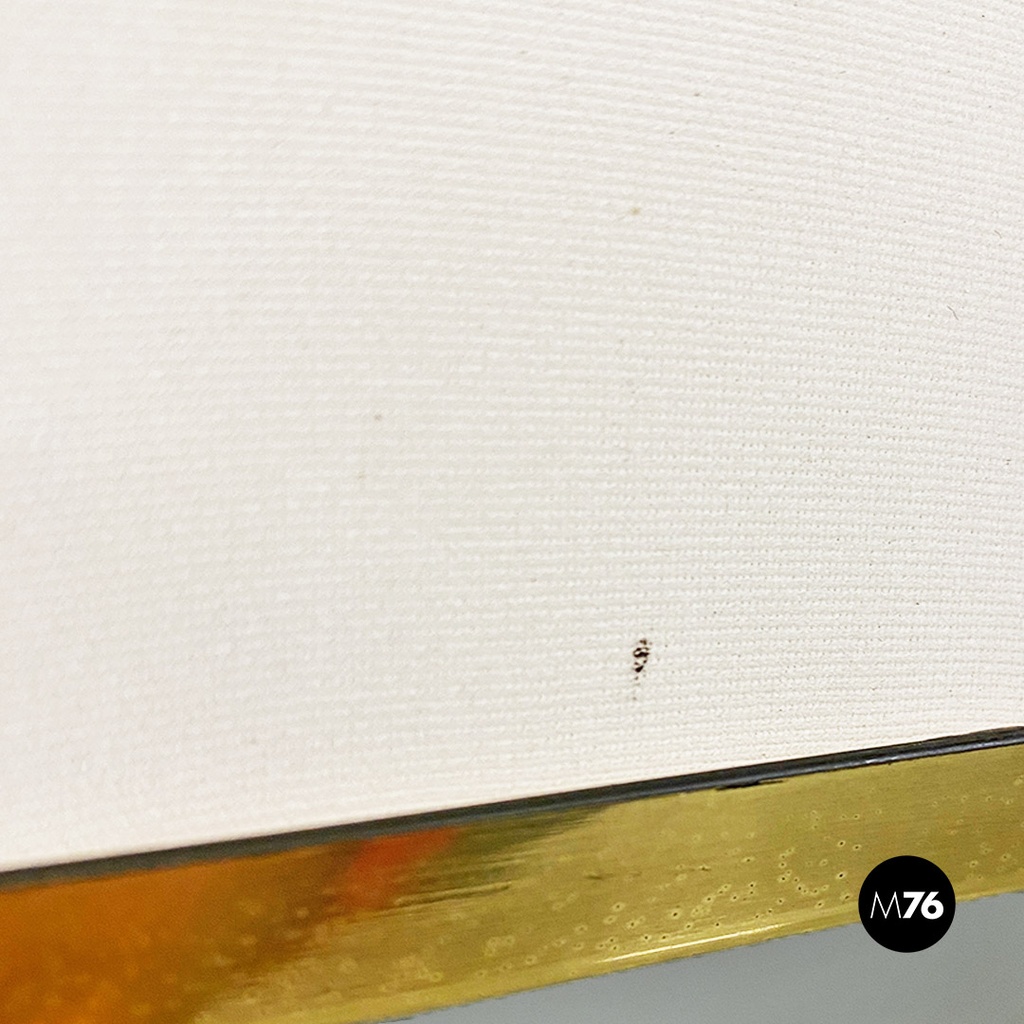 Lampada da terra in ottone e tessuto, 1980 ca.