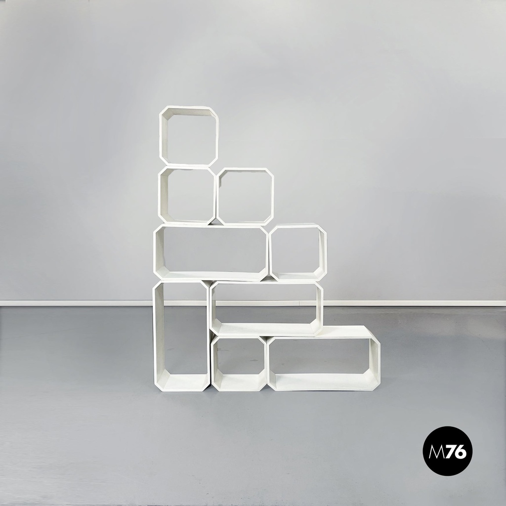 Libreria modulare in legno verniciato bianco, 1970 ca.