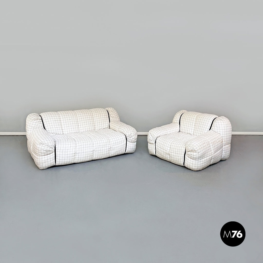 Divano e poltrona Strips disegnati da Cini Boeri per Arflex, 1970 ca.