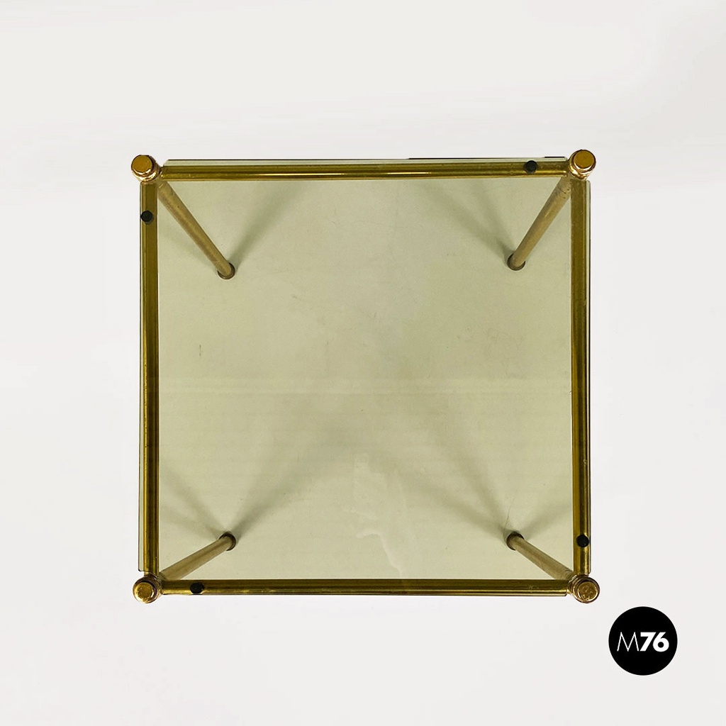 Tris di tavoli in vetro e ottone, 1970 ca.