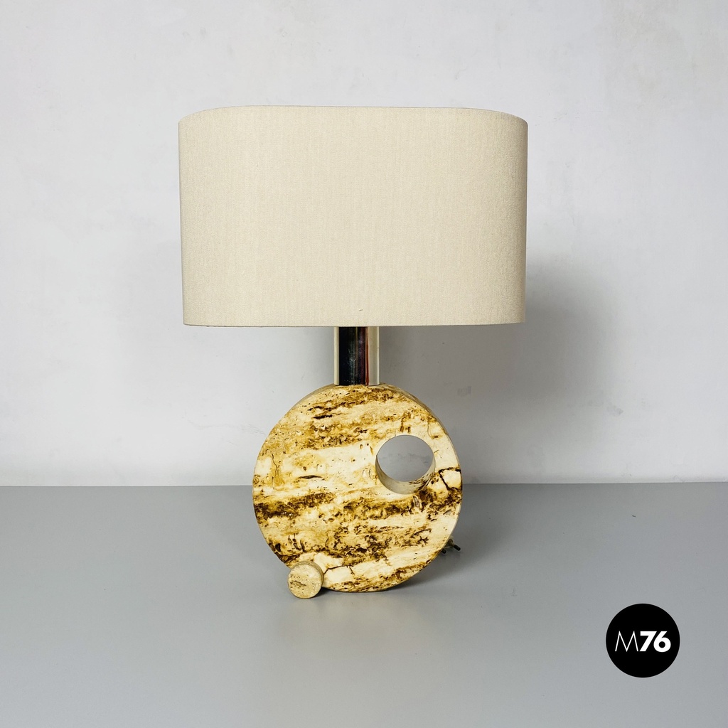 Lampada da tavolo in travertino, 1970 ca.