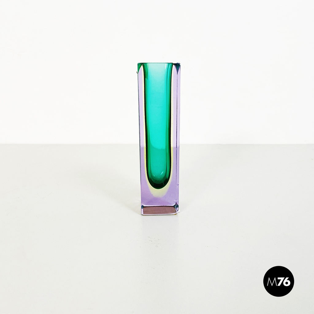 Vaso in vetro di Murano verde, 1970 ca.