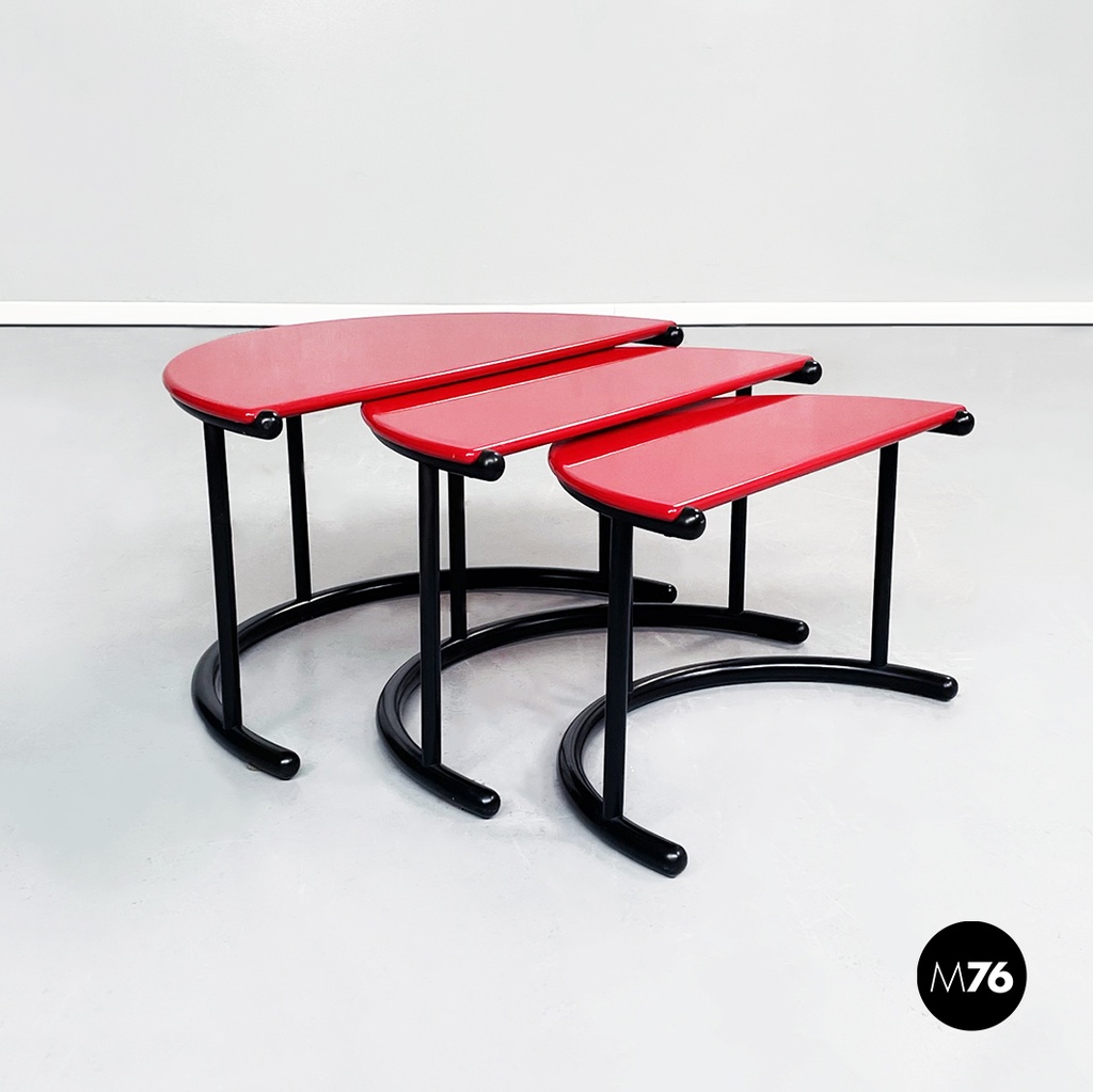 Tris di tavoli da caffè Tria di Gianfranco Frattini per Morphos Acerbis, 1980 ca.