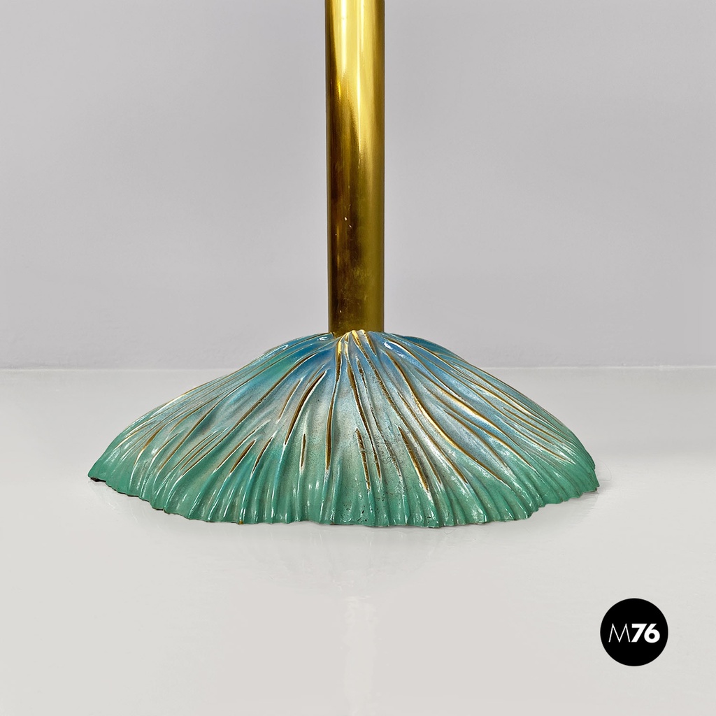 Tavolo da pranzo in ceramica e ottone, 1980 ca.