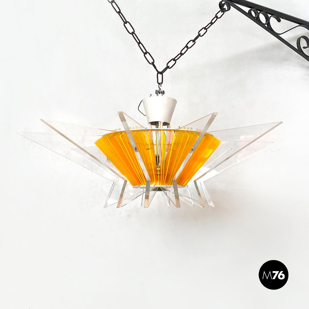 Lampadario francese in plexiglass, 1980 ca.