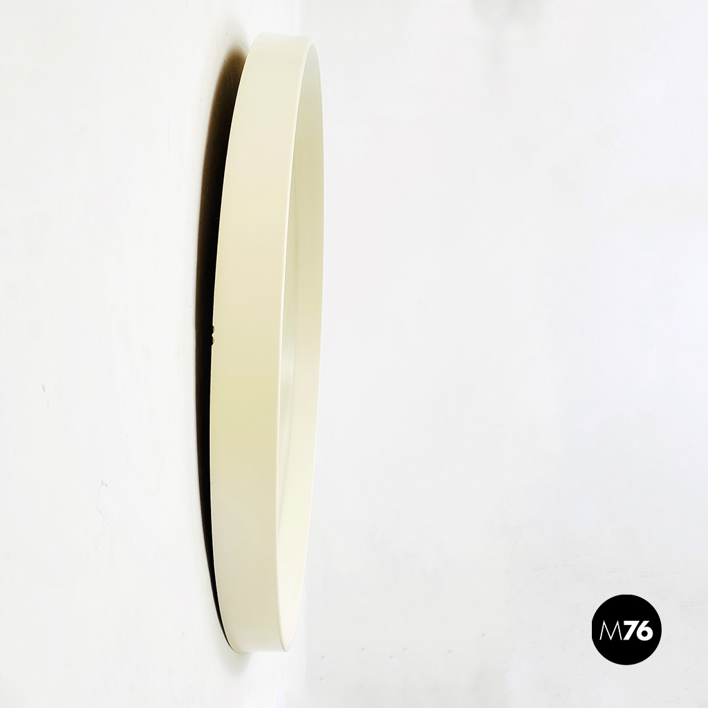 Specchio rotondo in plastica bianca, 1980 ca.