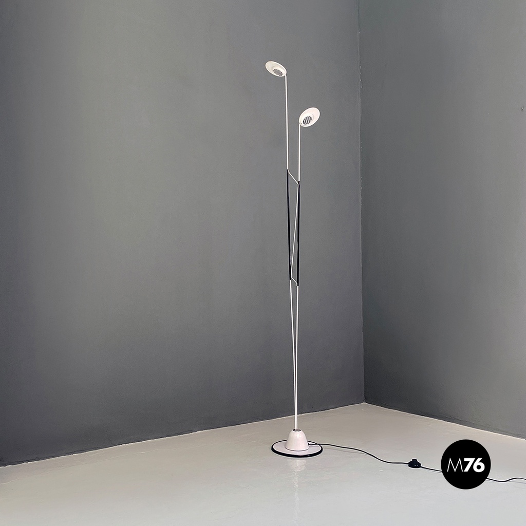 Lampada da terra bianca e nera, 1980 ca.