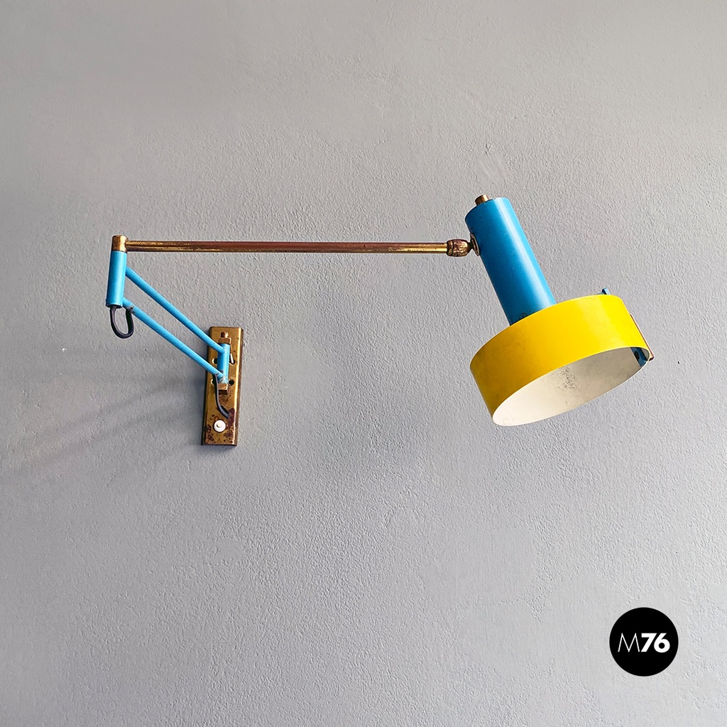 Lampada a braccio giallo e blu, 1950 ca.