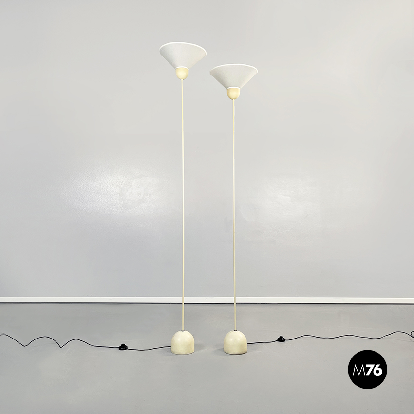 Lampade da terra in tessuto e metallo, 1980 ca.