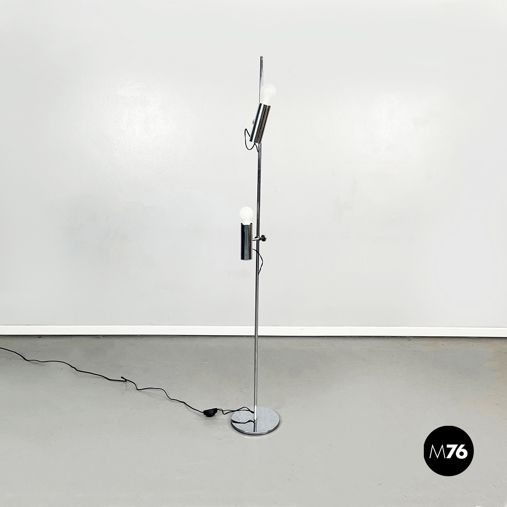 Lampada da terra regolabile in metallo cromato, 1970 ca.